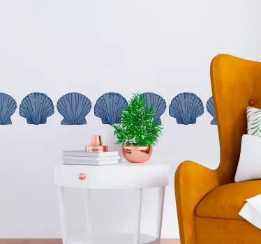 Seashell Blue Tones BORDER Seashell decal - TenStickers