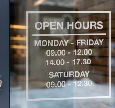 Shop hours shop window decal - TenStickers