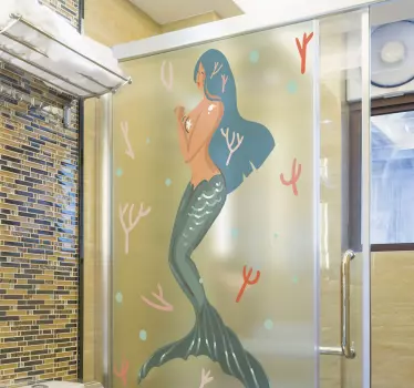 Shy mermaid shower sticker - TenStickers