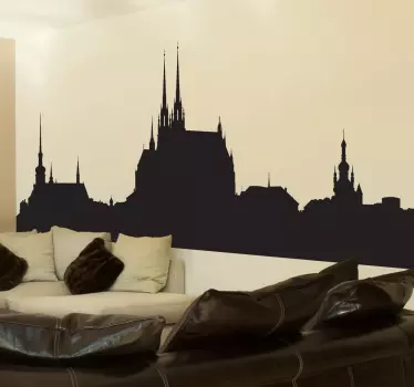 Skyline silhouette prague city outline - TenStickers