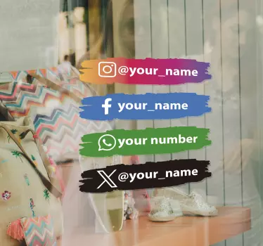 social media icons personalised sign sticker - TenStickers