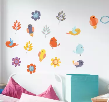 spring birds set bird decal - TenStickers