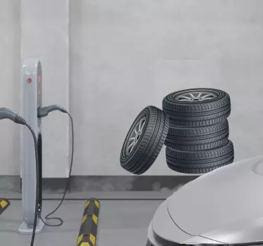 Stacked Tyres Wall Sticker - TenStickers