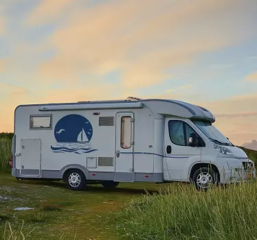 Sunset on beach campervan sticker - TenStickers