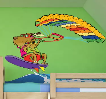 Surfing Dog Kids Sticker - TenStickers