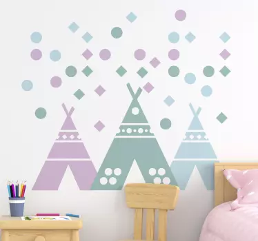 Teepee tent in pastel colours Childrens Bedroom Wall Sticker - TenStickers