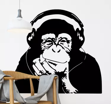 thinking monkey banksy art wall sticker - TenStickers