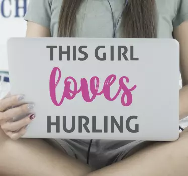 This girl loves hurling laptop stickers - TenStickers
