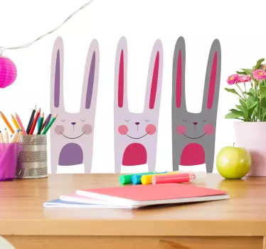 Three Rabbits Wall Sticker - TenStickers