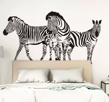 Three zebras eating wild animal sticker - TenStickers