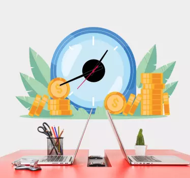 Time And Currency clock wall sticker - TenStickers