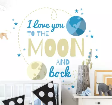 To the moon and back space sticker - TenStickers