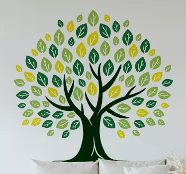 Tree of Life green shade leaves tree wall decal - TenStickers