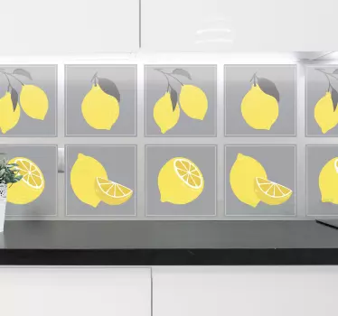 Tropical lemon  pattern tile sticker - TenStickers