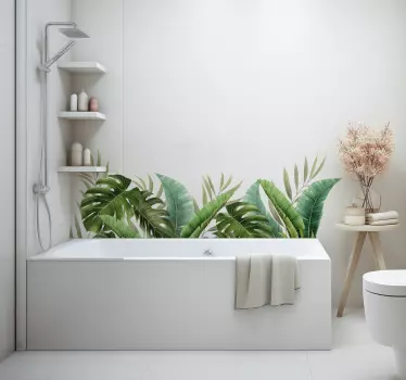 tropical plants bathroom wall decal - TenStickers