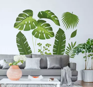 Variety of leaves plant wall decal - TenStickers