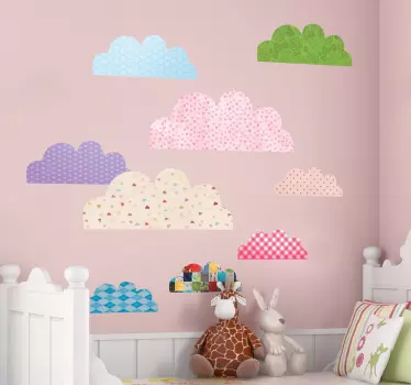 Pack of 9 Various Cloud Textures Kids Stickers - TenStickers