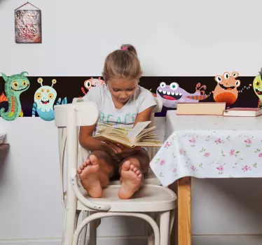 Vibrant animated beings wall border sticker - TenStickers