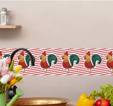 Vibrant chicken motif wall border sticker - TenStickers