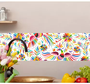 Vibrant floral elements wall border sticker - TenStickers