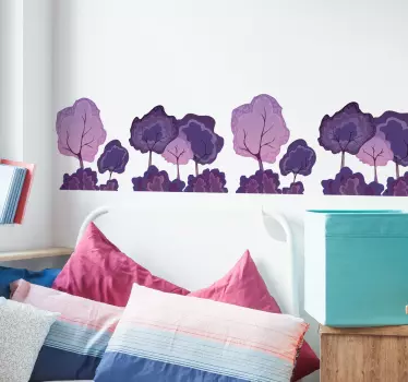 Violet forest adhesive border tree wall decal - TenStickers
