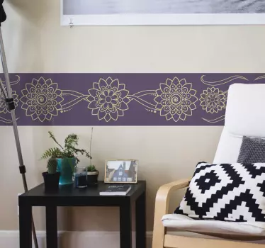 Wall border sticker elegant floral border - TenStickers