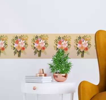 Wall border sticker floral arrangement design - TenStickers