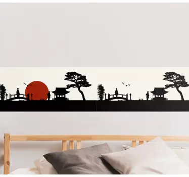 Wall border sticker scenic horizon silhouette - TenStickers