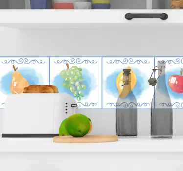 Wall border sticker vibrant fruit art - TenStickers