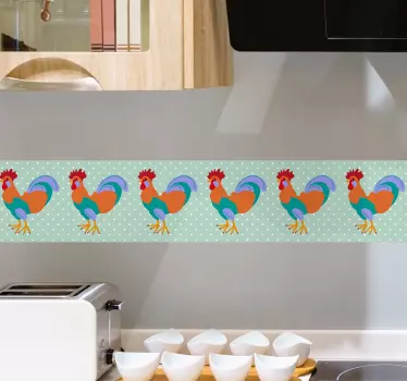 Wall border sticker vivid rooster illustration - TenStickers