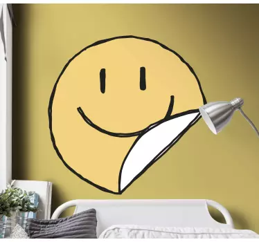 Wall border sticker with grinning face emoji - TenStickers