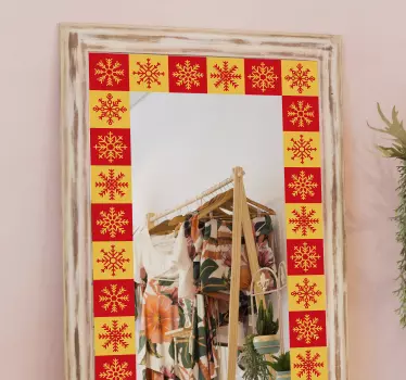 Wall sticker frame snowflake border design - TenStickers