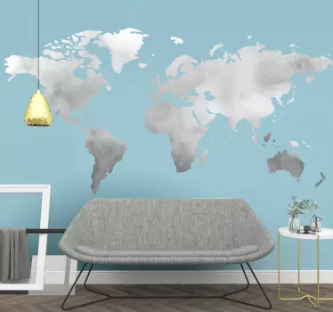 Watercolor continents map wall sticker - TenStickers