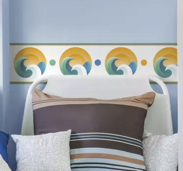 Waves and circles wall border sticker - TenStickers