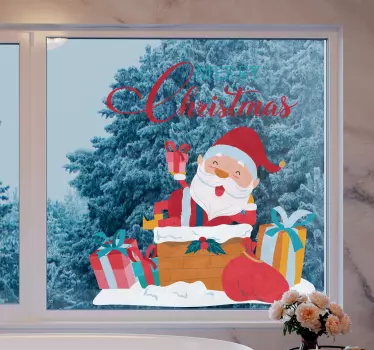 Santa Claus Merry Christmas window sticker - TenStickers