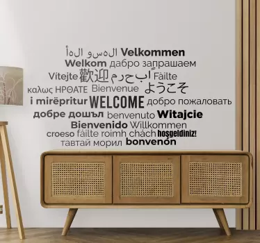 Welcome in all languages text wall decal - TenStickers