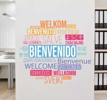 Welcome word cloud multilingual office wall decal - TenStickers