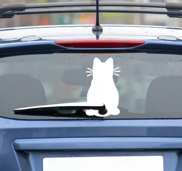 Windshield Wiper Cat car sticker - TenStickers