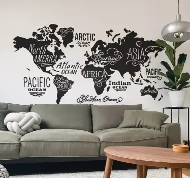 Detailed world map wall sticker - TenStickers