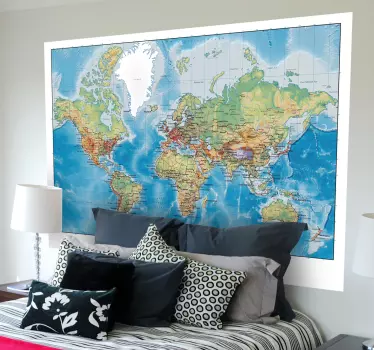 Atlas world map wall sticker - TenStickers