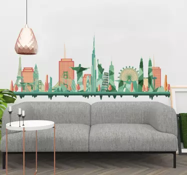 World Landmarks Wall Sticker - TenStickers