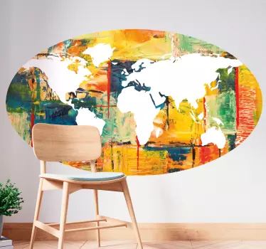 World map painting world map decal - TenStickers