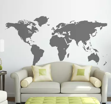 Simplified world map wall wticker - TenStickers