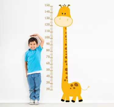 Yellow Giraffe Height Chart Kids Room Wall Sticker - TenStickers