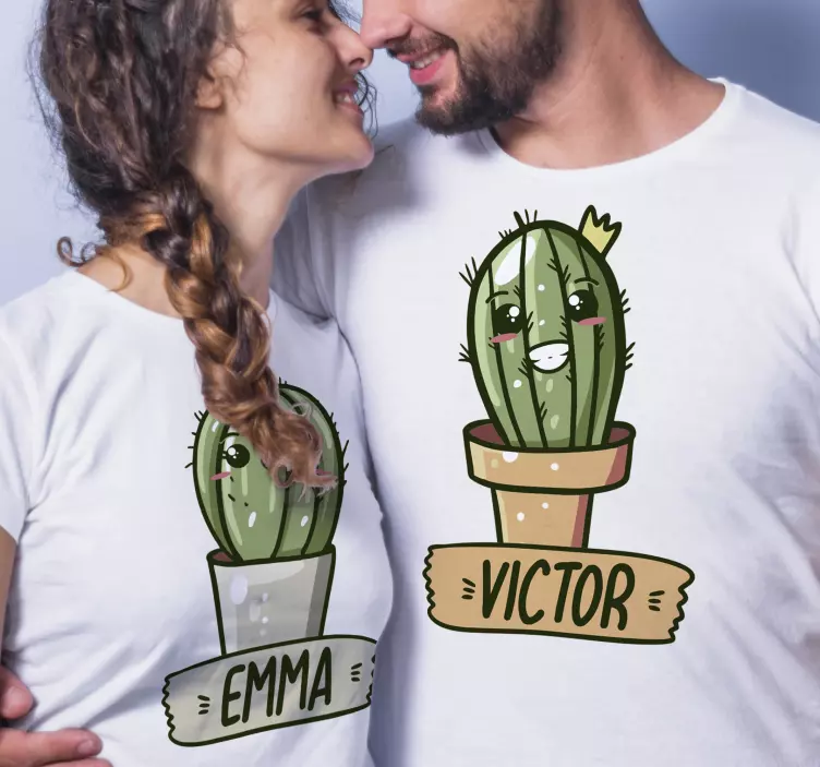 Cactus you and me Couple t-shirts - TenStickers