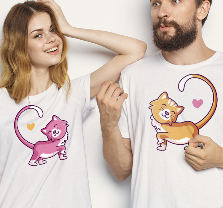 Cats in love Couple t shirts - TenStickers