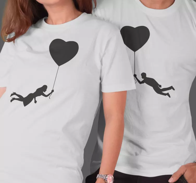 Heart balloons couple t-shirts - TenStickers