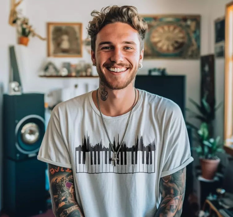 Keyboard and soundwave custom t-shirt - TenStickers