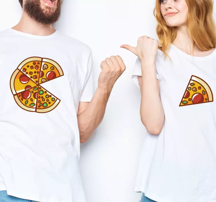 Pizza matching pieces pattern Couple t shirts - TenStickers