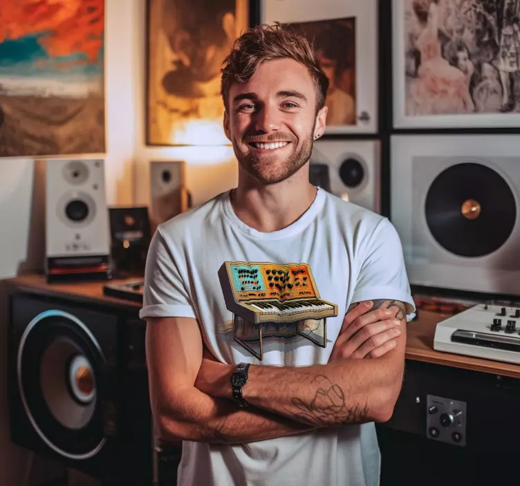 Retro synth keyboard custom t-shirt - TenStickers